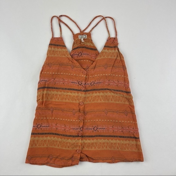 Kirra Tank Top Womens Small Orange Striped Buttons - Picture 1 of 7